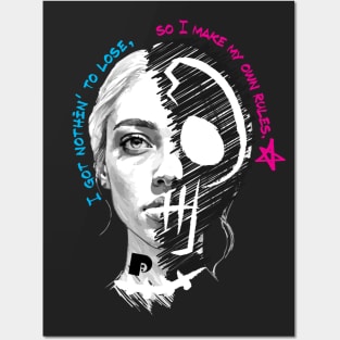 Soft Goth Doodle Skull Face Posters and Art
